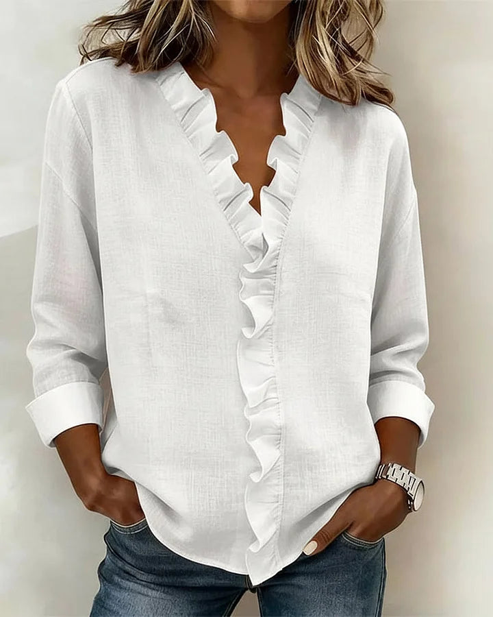 Stylish Blouse for Women with V Neck Long Sleeve