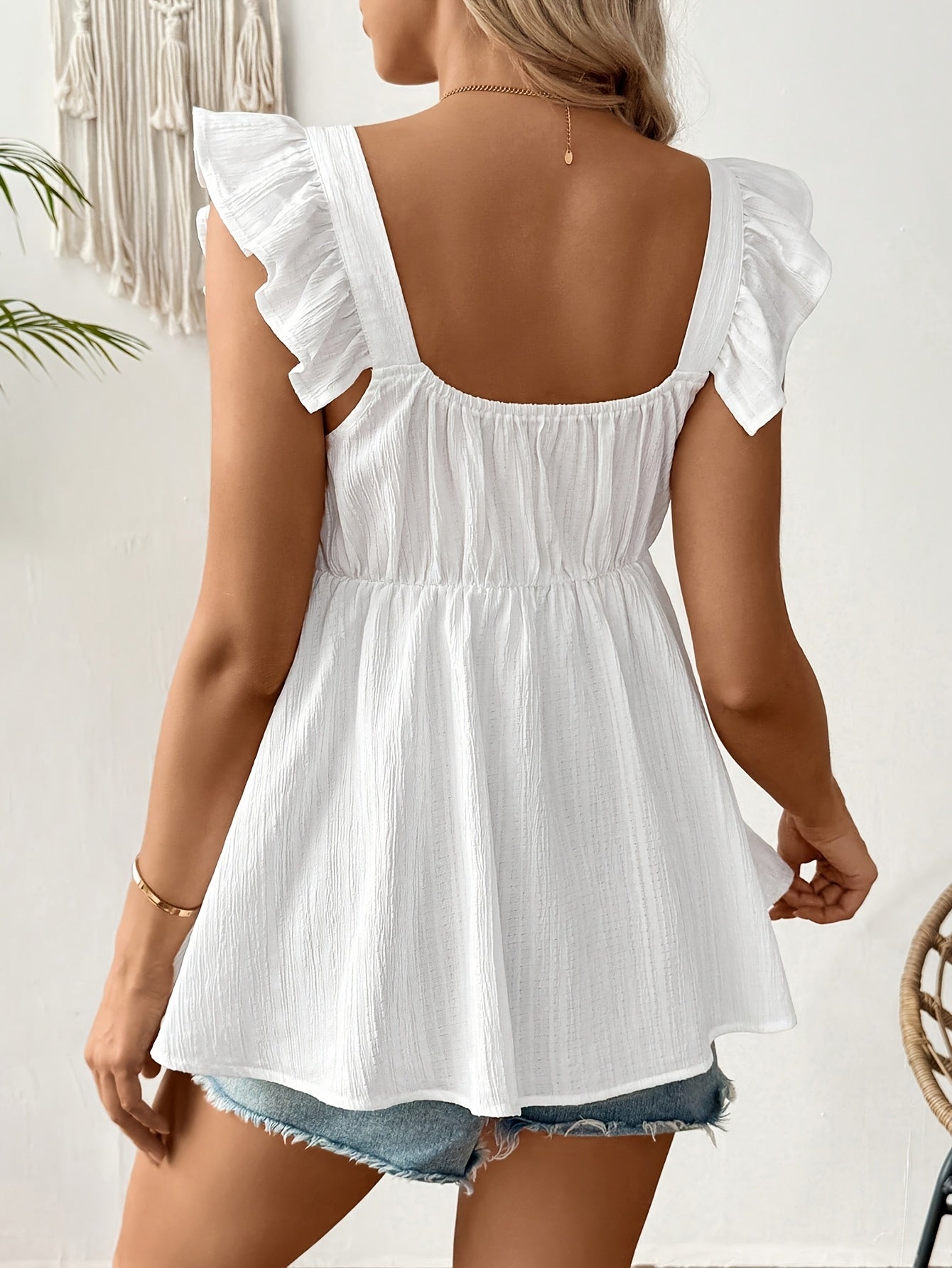 Stylish White Maternity Dress for Women with Sweetheart Neckline Ruffle Strap Empire Waist Casual Style