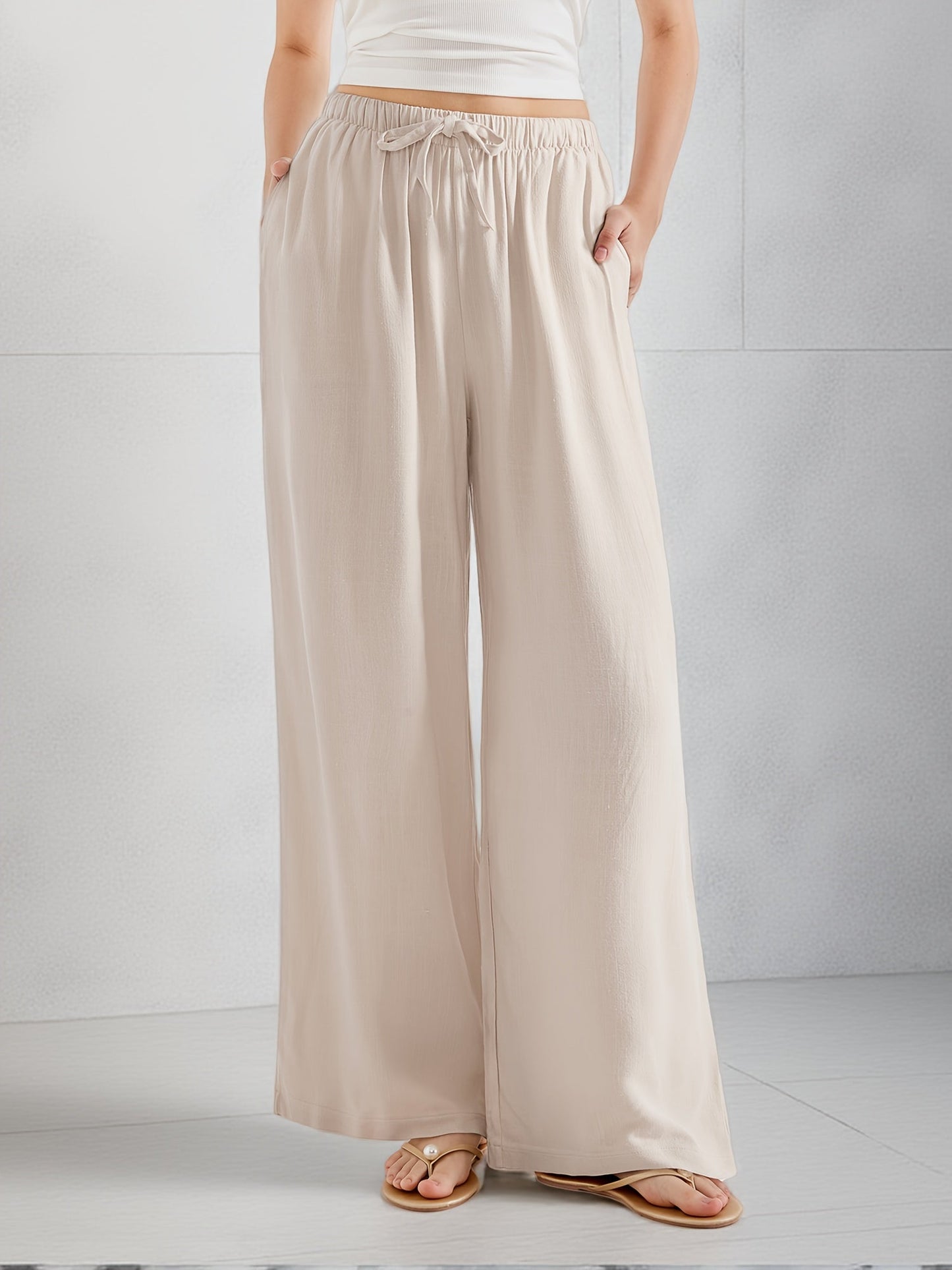 Effortless Wide Leg Pants for Women with Drawstring High Waist Relaxed Style