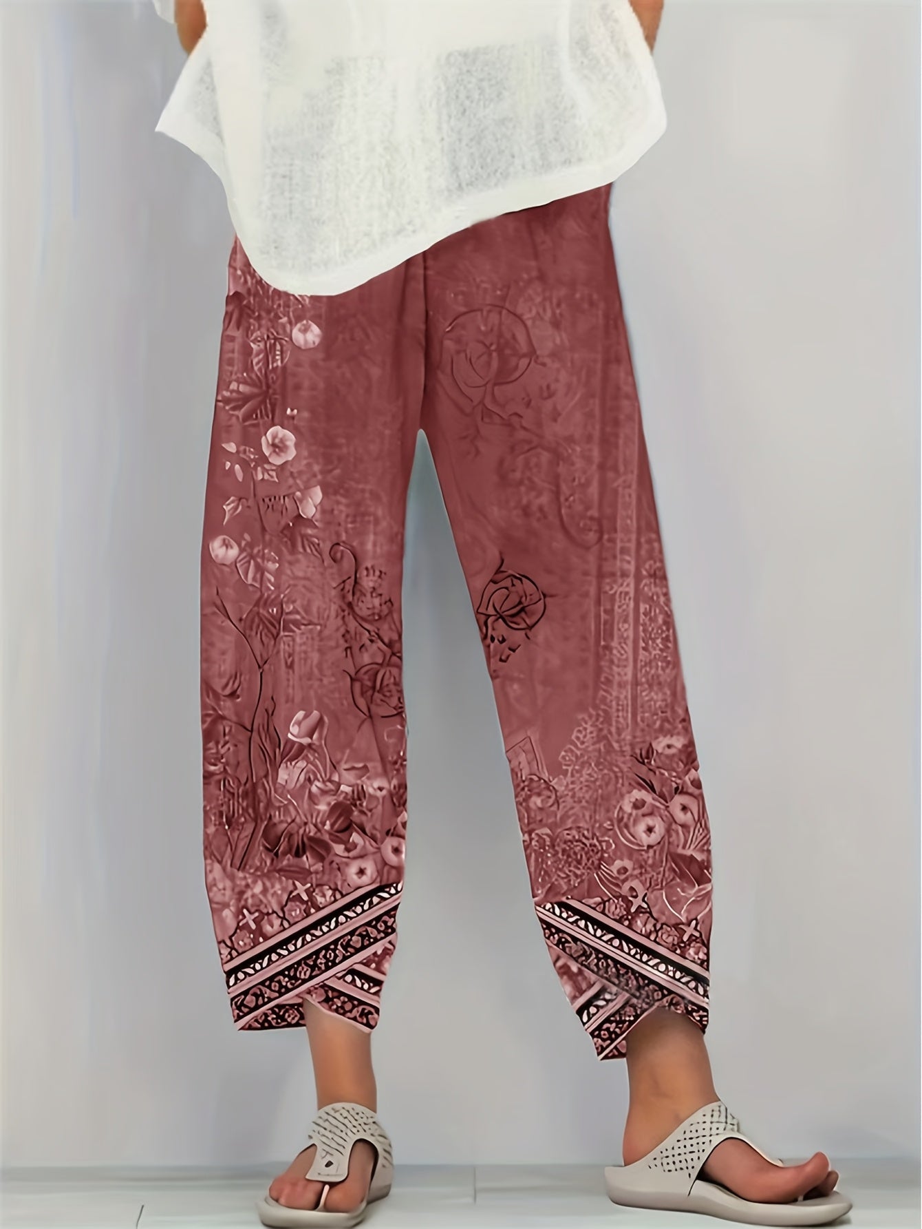 Comfortable Pants for Women with Cropped Elastic Waist