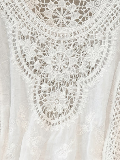 Effortless Ivory Poncho Shirts for Women with Crochet Fringe Hem Style