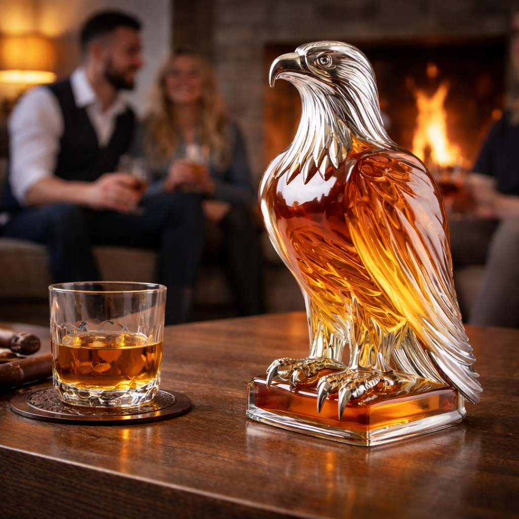 Effortless Whisky Decanter Bottle Gift Set with Eagle Design