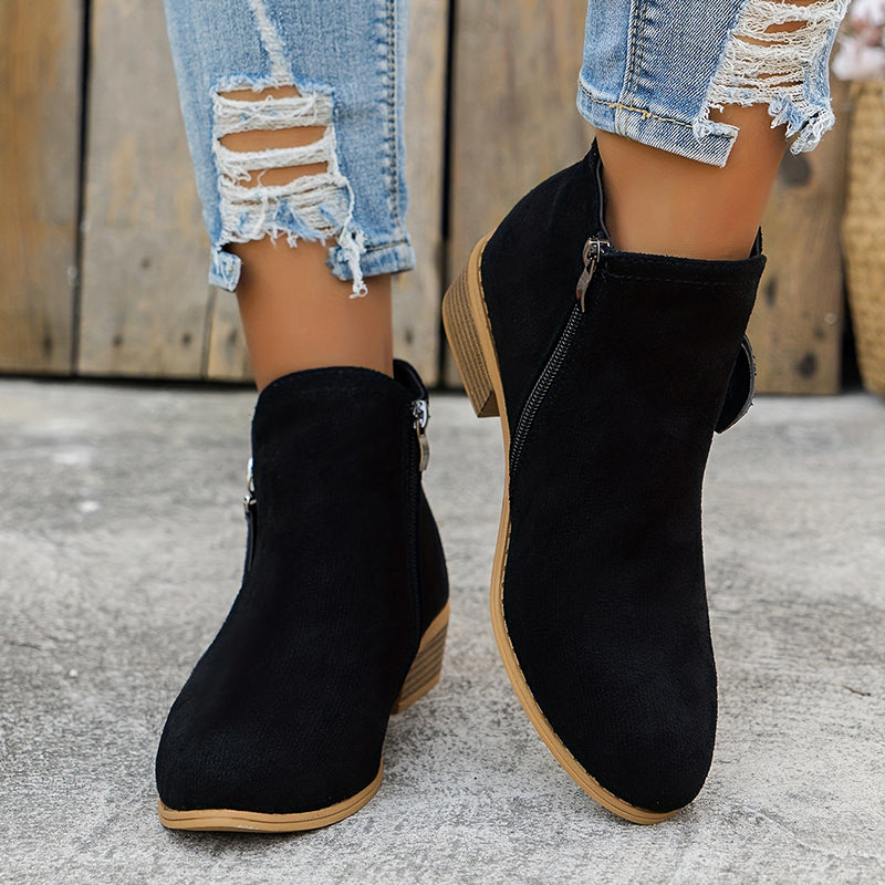 Comfortable Orthopedic Shoes for Women with Zipper Block Heel Slip On Style