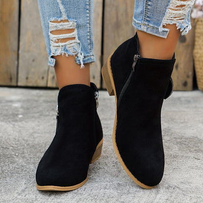 Comfortable Orthopedic Shoes for Women with Zipper Block Heel Slip On Style
