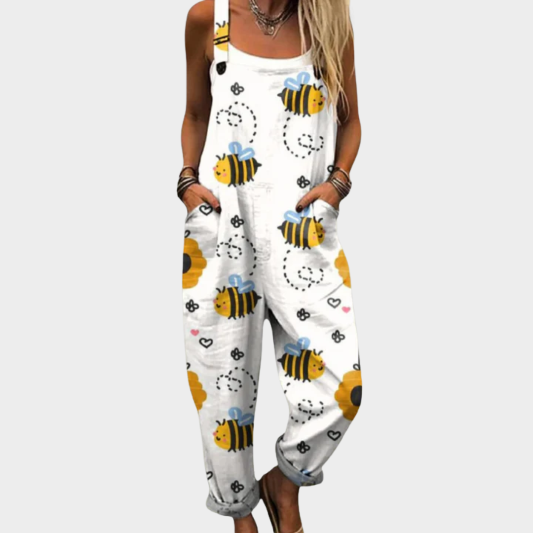 Comfortable White Jumpsuit for Women with Pocket Casual Style