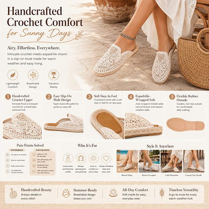 Comfortable Mules for Women with Slip On Woven Cushioned Style