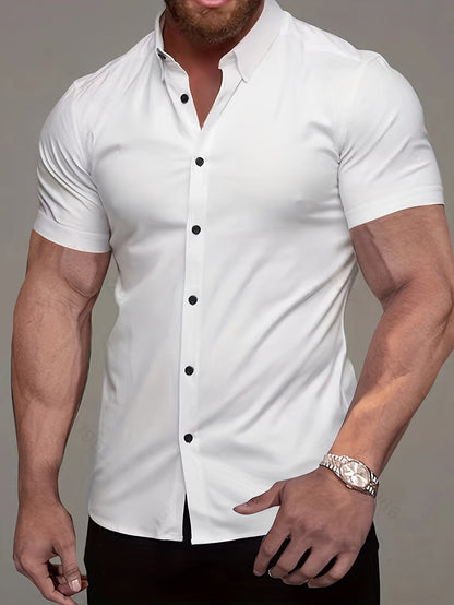 Comfortable Button Down Shirt for Men with Short Sleeve