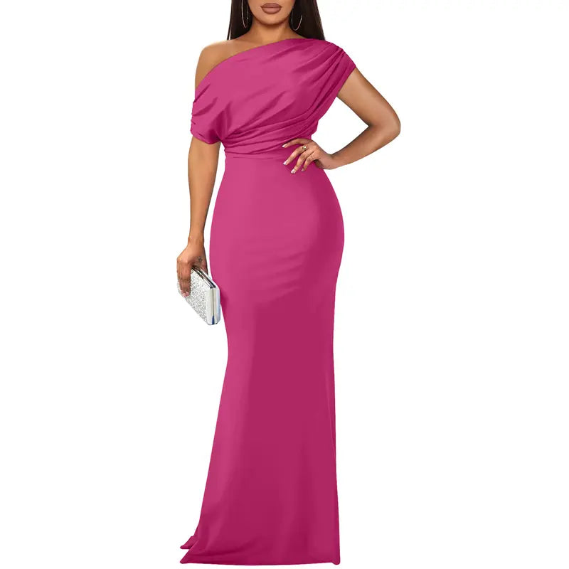 Stylish Evening Dress for Women with Off Shoulder Formal Wedding Guest Style