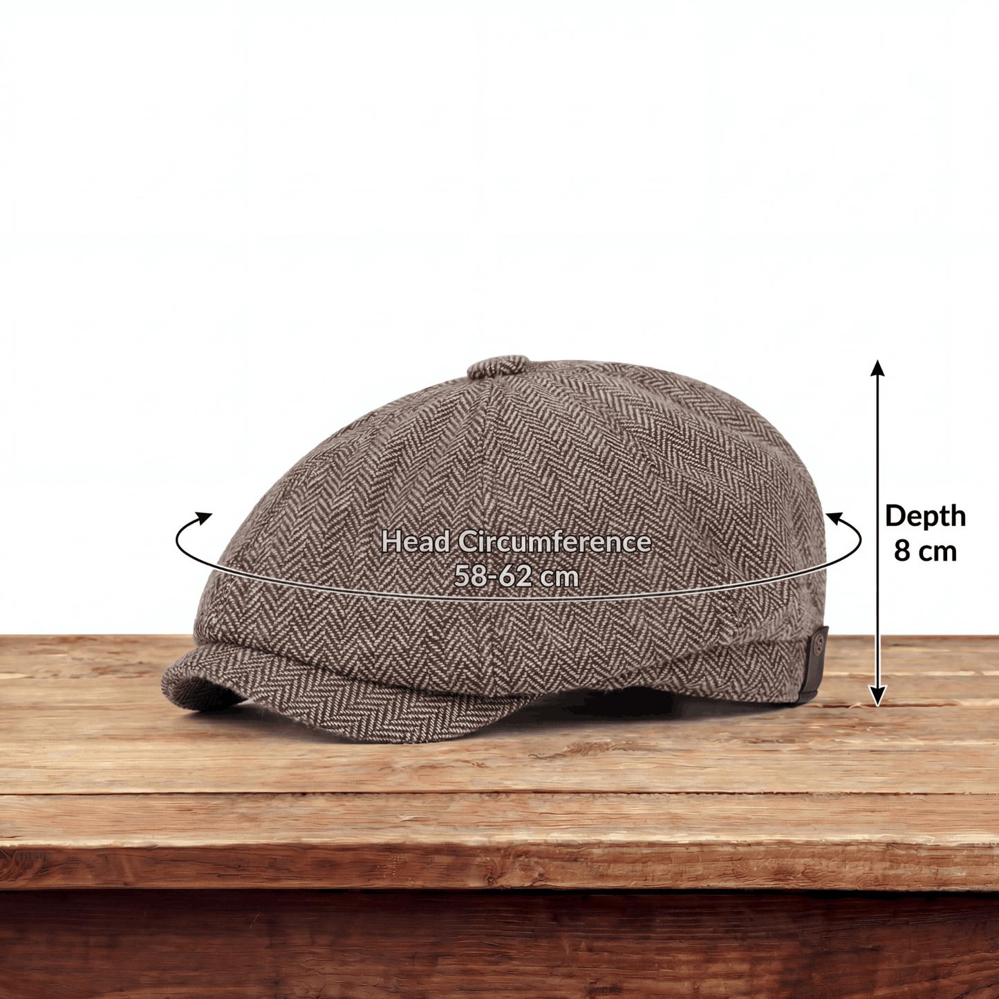 Classic Cap for Men with Vintage Herringbone Design