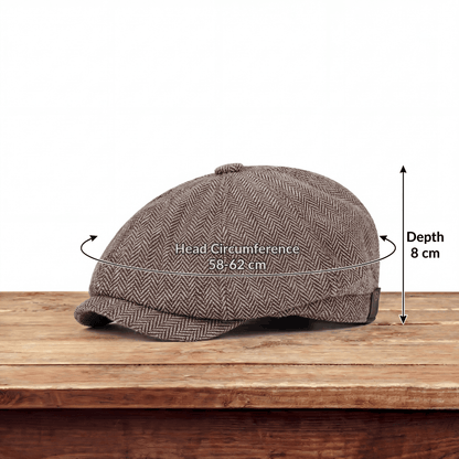 Classic Cap for Men with Vintage Herringbone Design