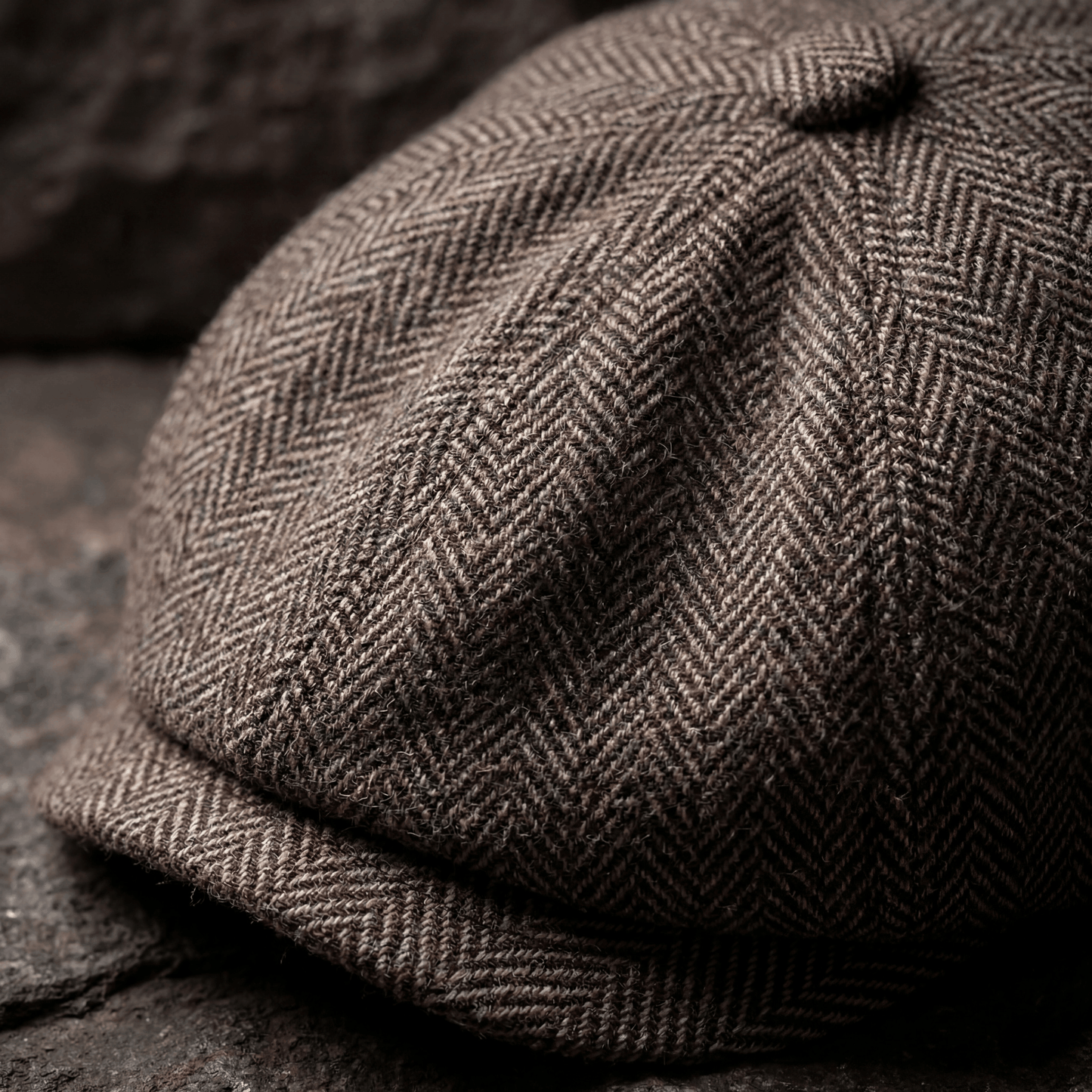 Classic Cap for Men with Vintage Herringbone Design