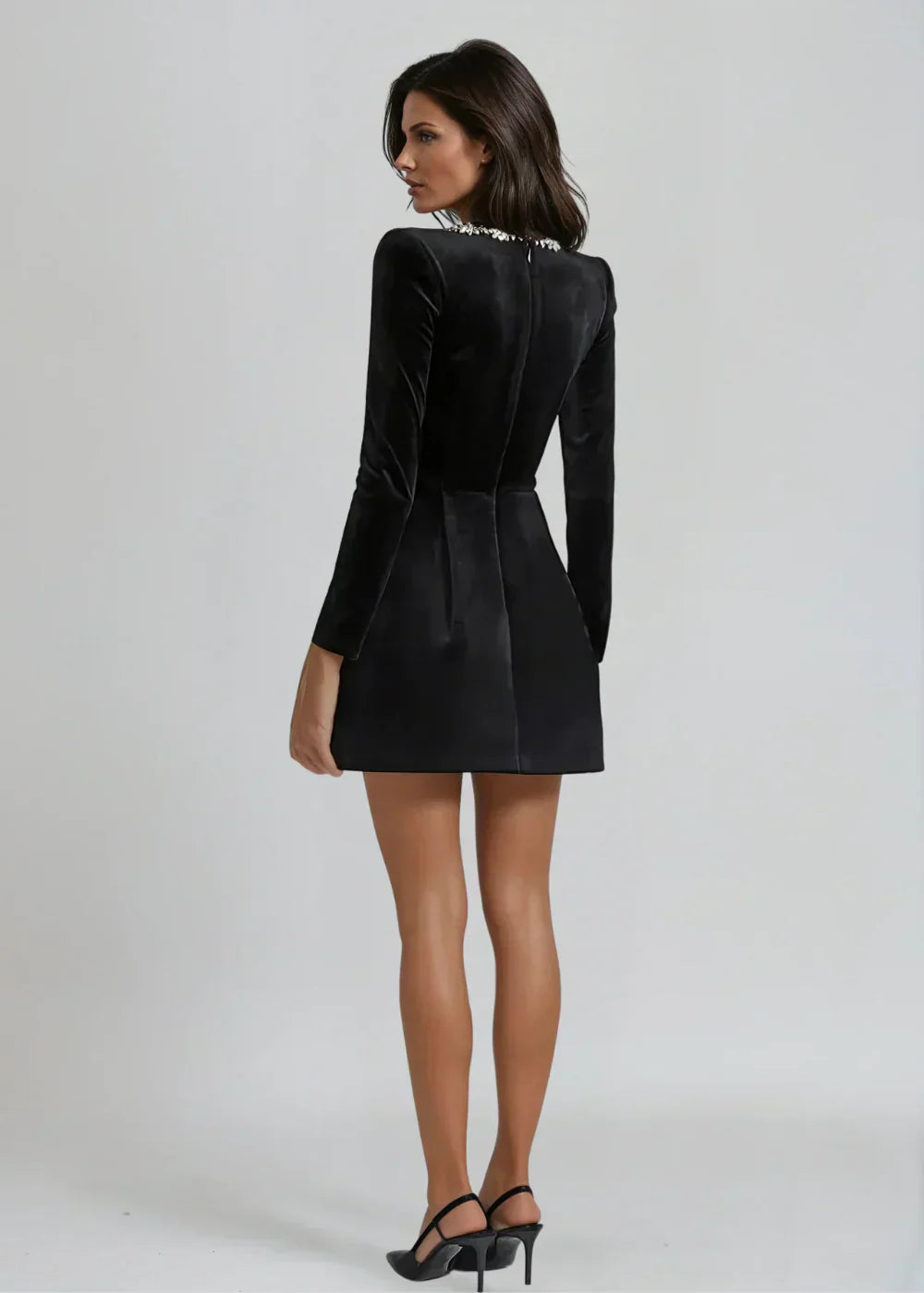 Stylish Velvet Mini Dress for Women with Square Neck