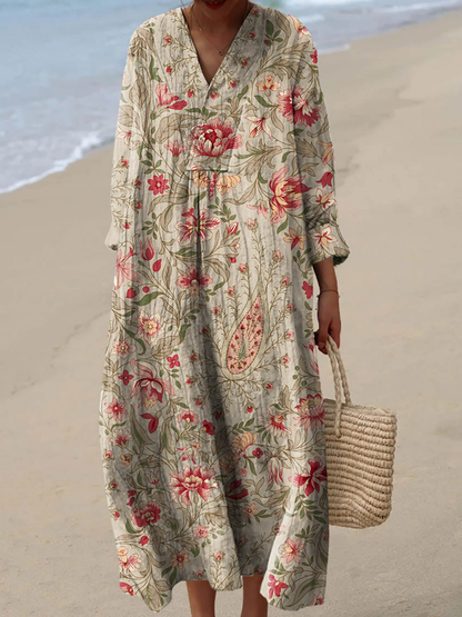 Effortless Floral Dress for Women with Long Sleeve Vintage