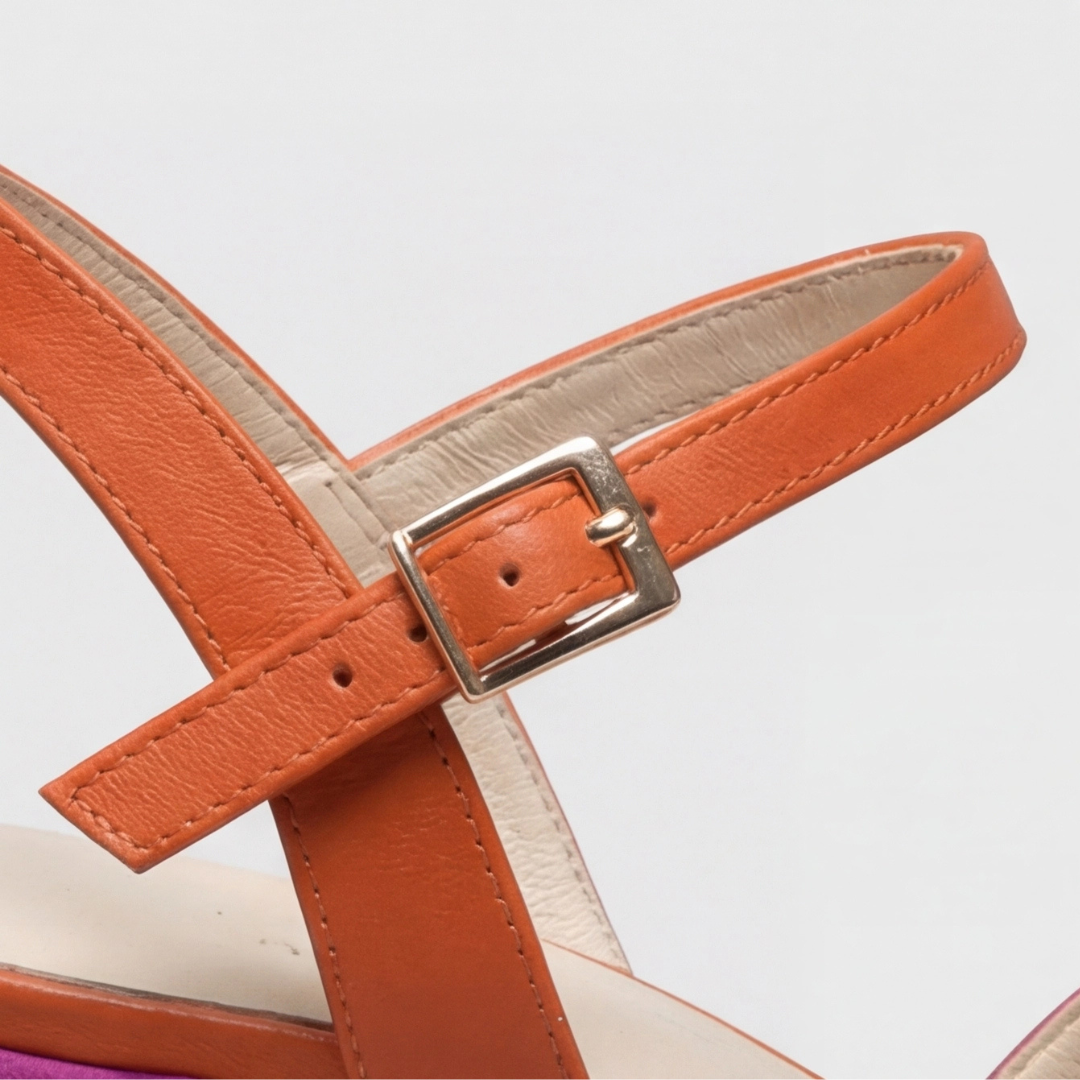 Comfortable Pink Color Block Heels for Women with Orthopedic Chunky Heel Ankle Strap Style