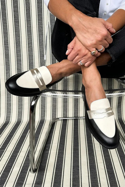 Comfortable Loafers for Women with Two Tone Metallic Style