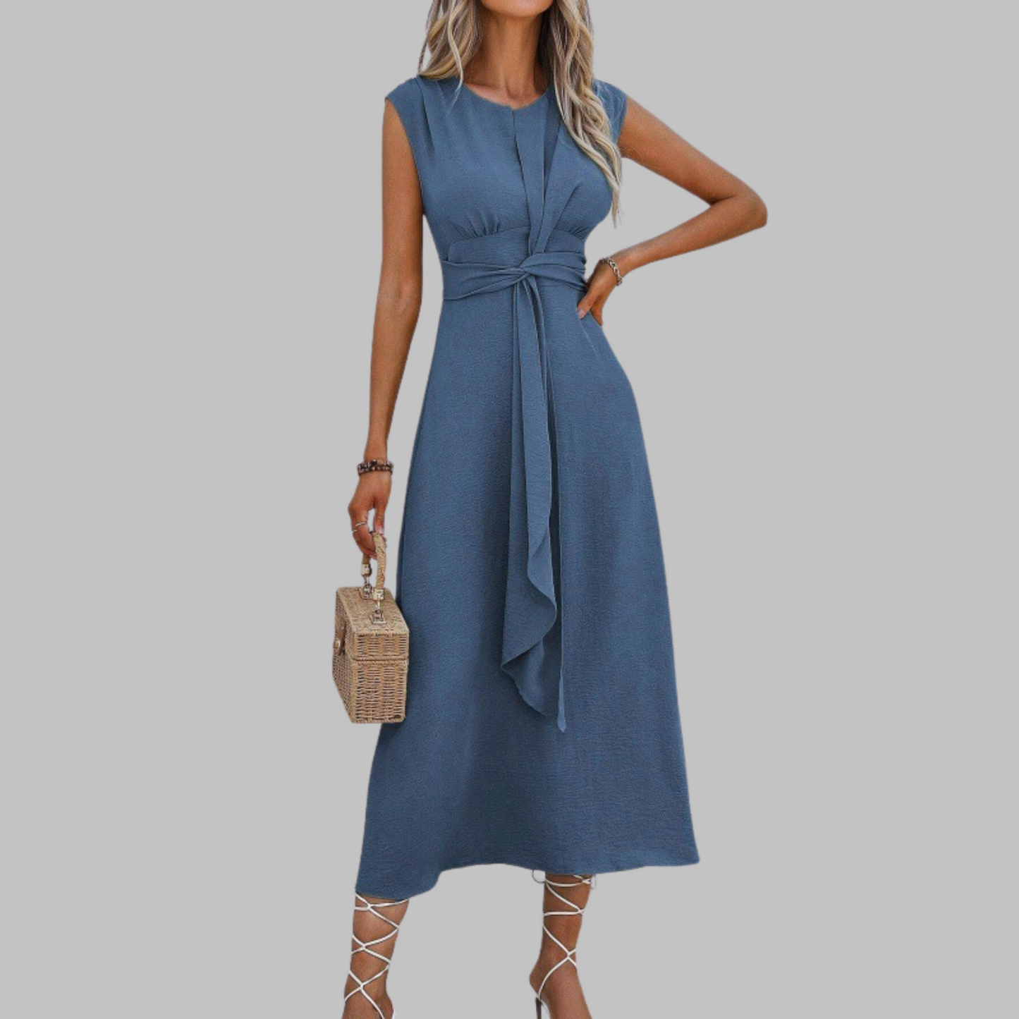 Elegant Maxi Dress for Women with Round Neck Sleeveless