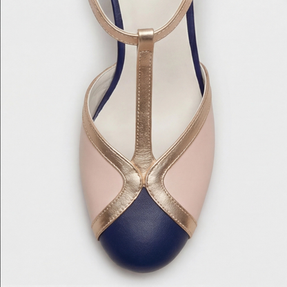 Comfortable Heels for Women with Closed Toe T Strap Cushioned Style