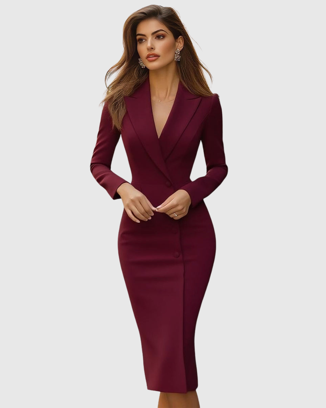 Elegant Blazer Dress for Women with Long Sleeve Button Front Bodycon Formal Style
