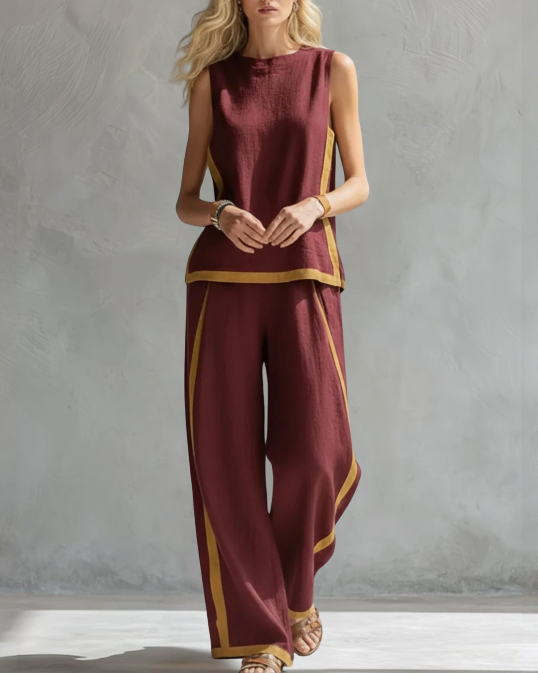 Effortless Two Piece Set for Women with Sleeveless Casual Style
