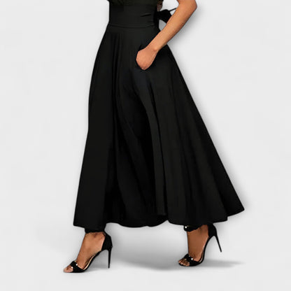Elegant Maxi Skirt for Women with High Waist Flared A-Line Pocket Formal Casual Style