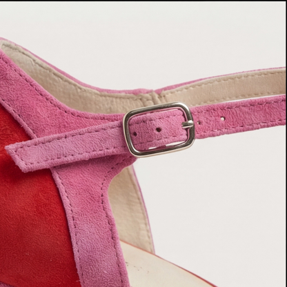 Comfortable Heels for Women with Closed Toe T Strap Ankle Style