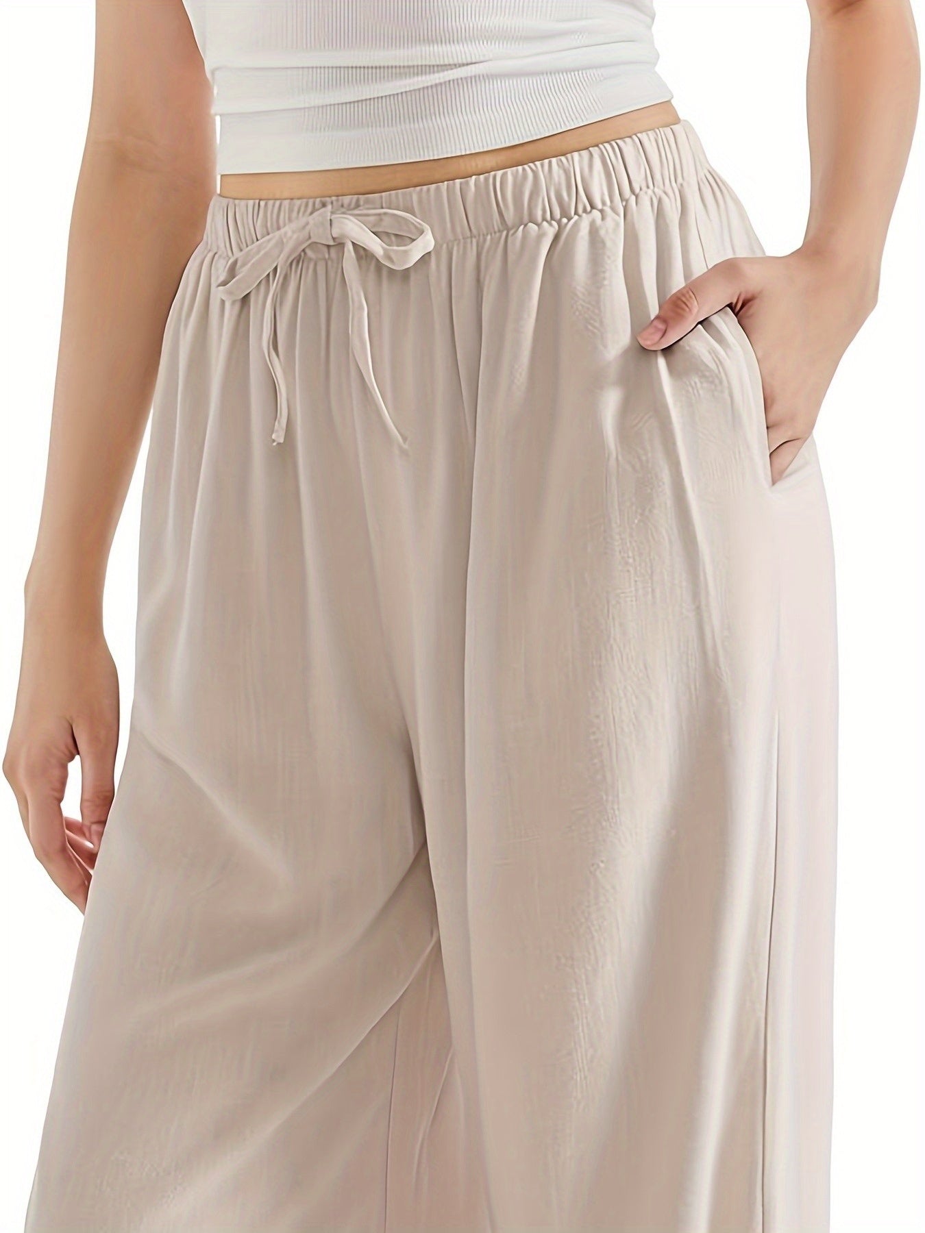 Effortless Wide Leg Pants for Women with Drawstring High Waist Relaxed Style