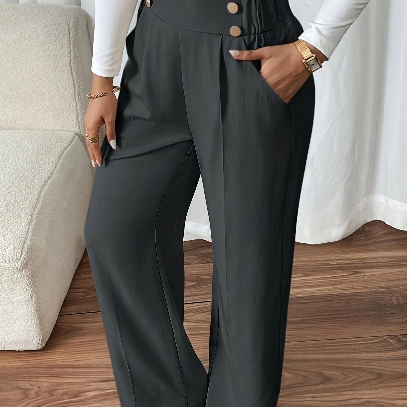 Effortless Trousers for Women with High Waist Pockets