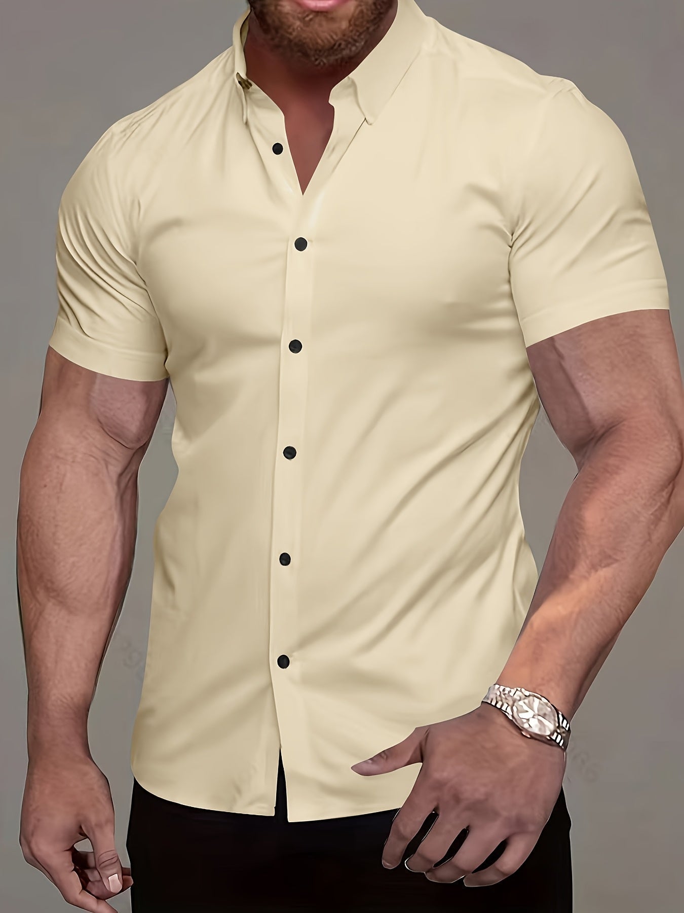 Comfortable Button Down Shirt for Men with Short Sleeve
