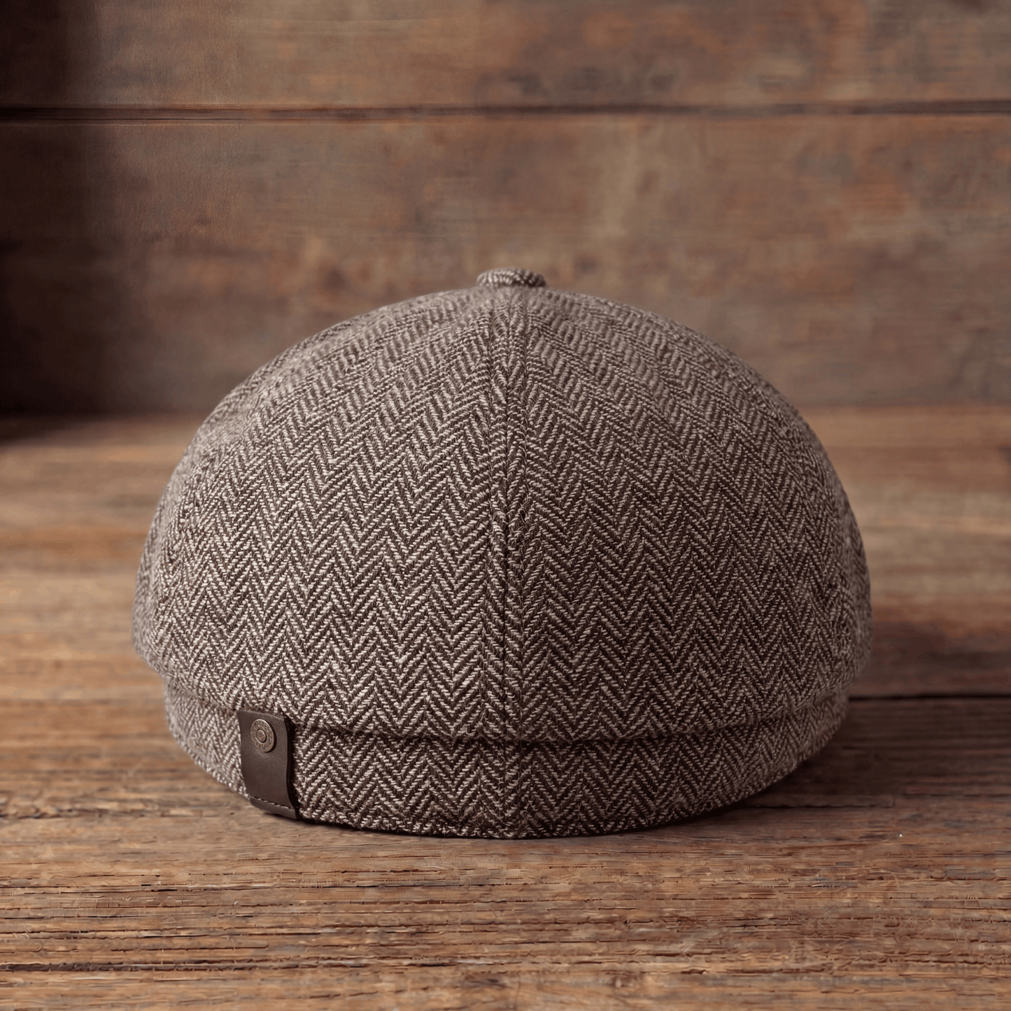 Classic Cap for Men with Vintage Herringbone Design