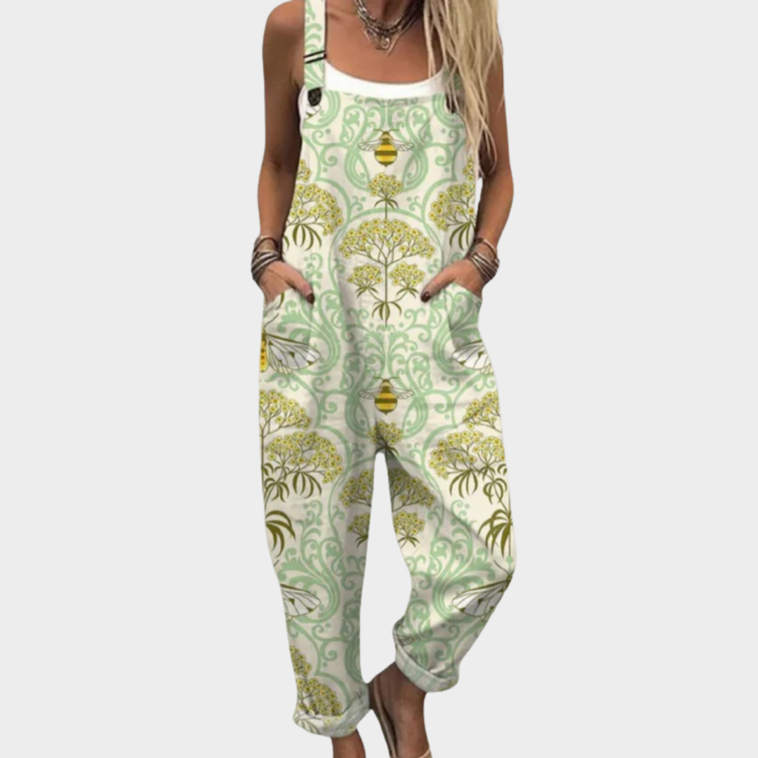 Effortless Green Jumpsuit for Women with Retro Casual Style
