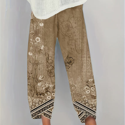 Comfortable Pants for Women with Cropped Elastic Waist
