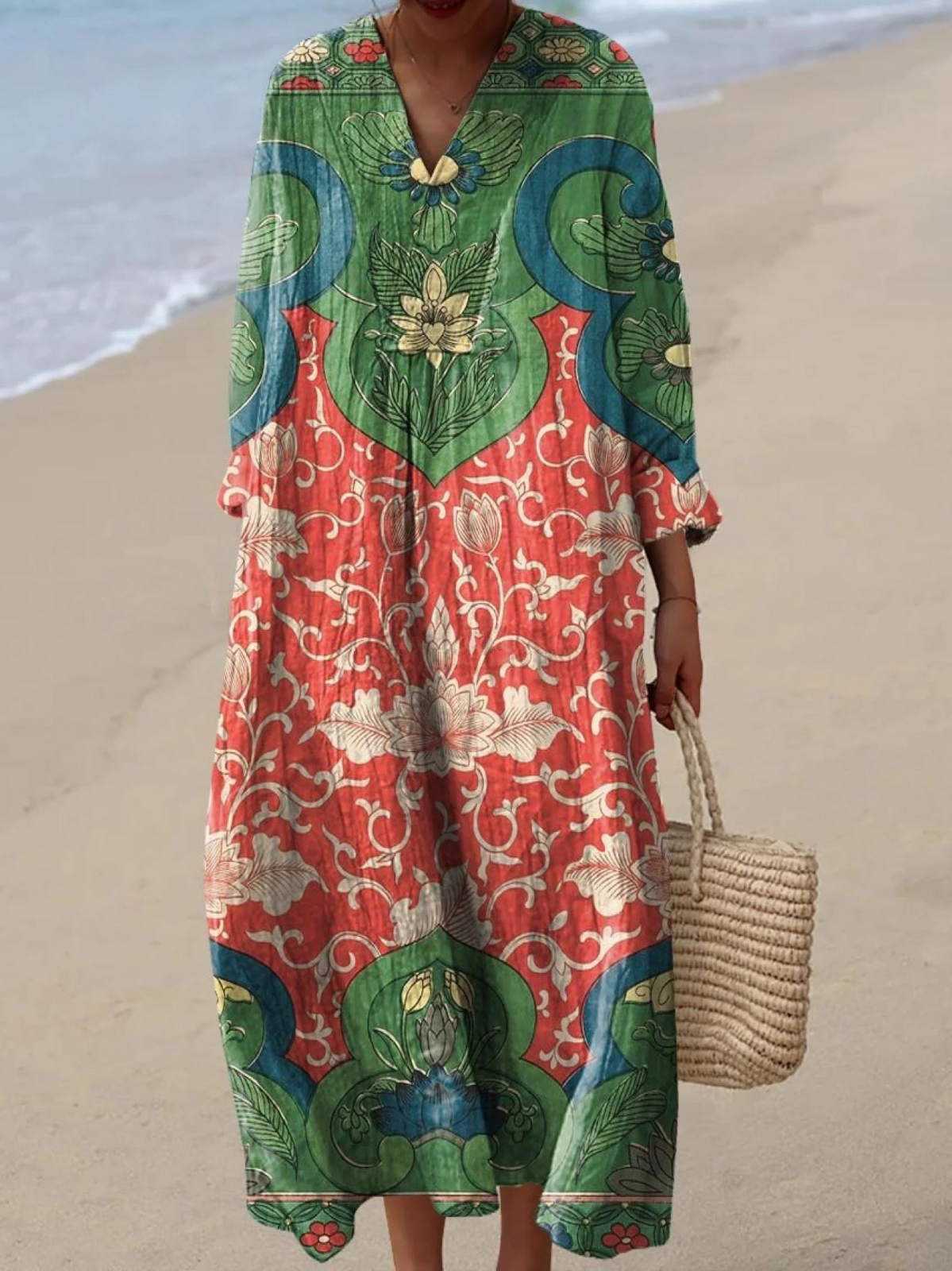 Effortless Flowy Floral Dress for Women with Long Sleeve Vintage