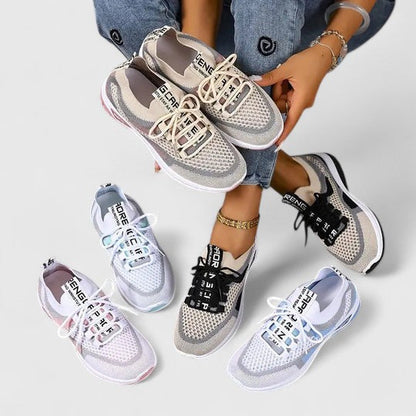 Comfortable Orthopedic Sneakers for Women with Mesh Upper Lace Up Platform Sole Walking Casual Style