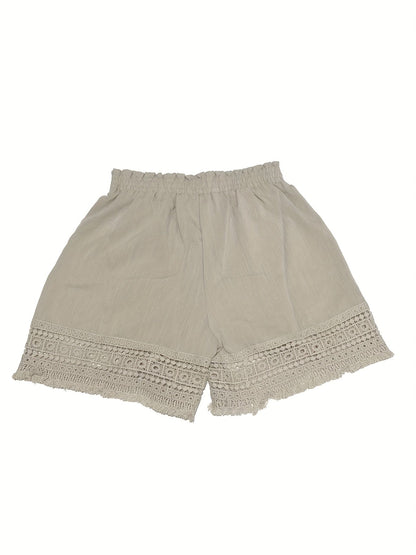 Comfortable Lace Shorts for Women with Elastic Waist Pockets
