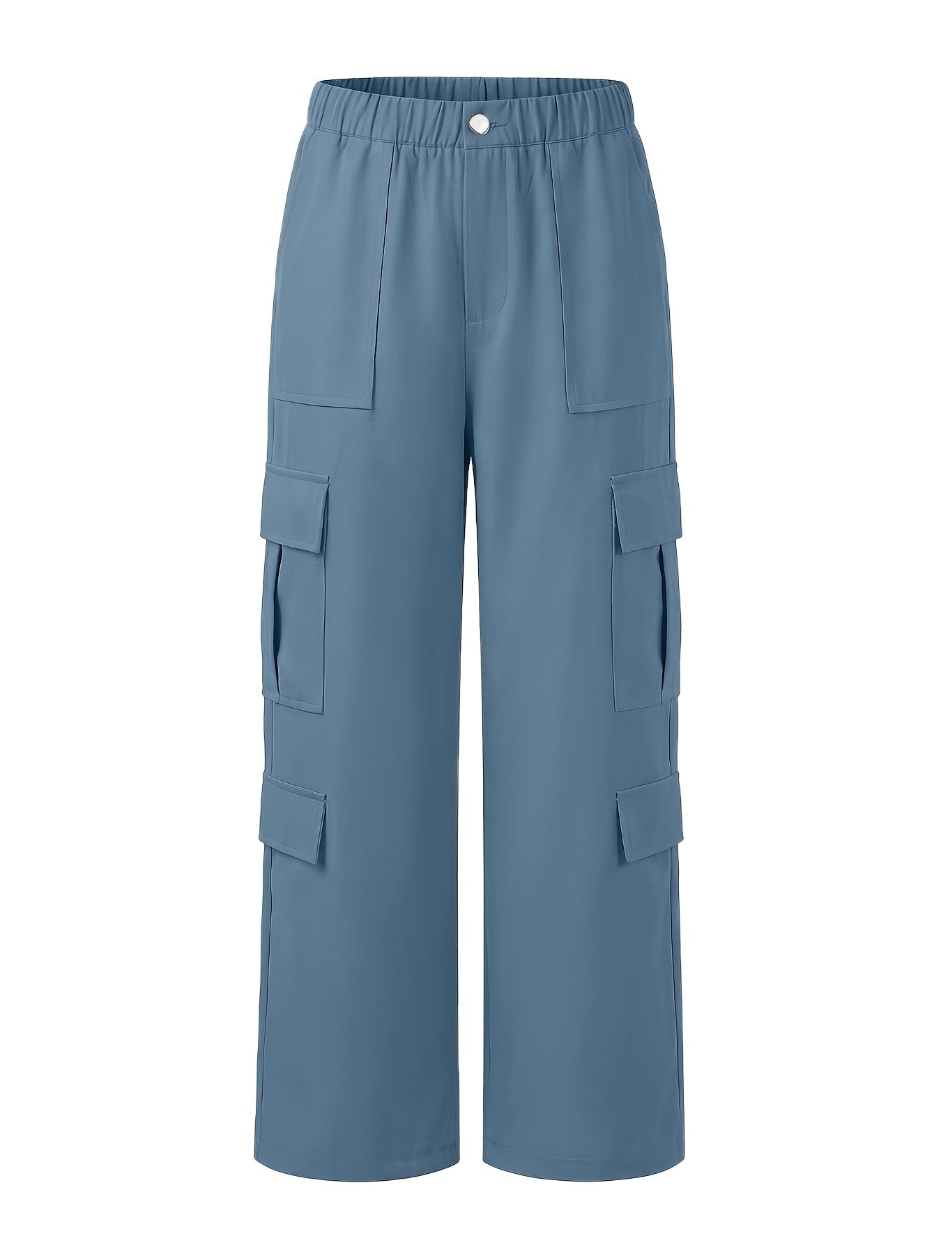 Effortless Red Cargo Pants for Women with High Waist Wide Leg Pocket Style