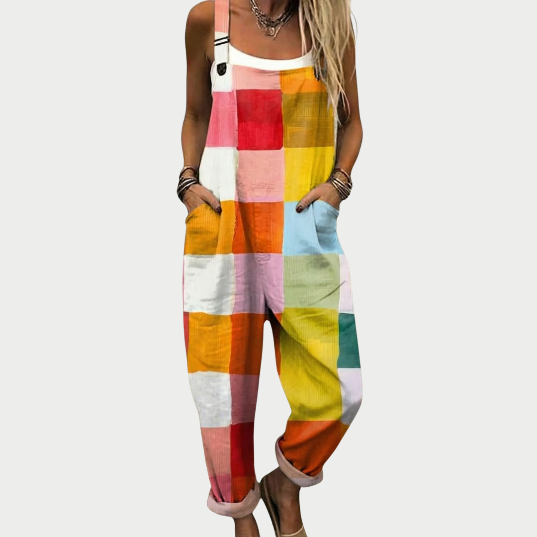 Effortless Multicolored Checkered Jumpsuit for Women