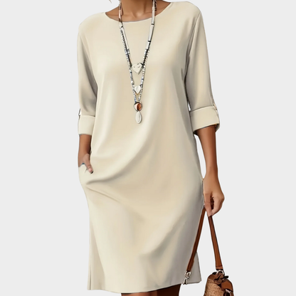Elegant Evening Dress for Women with Round Neck Formal Wedding Guest Layered Style