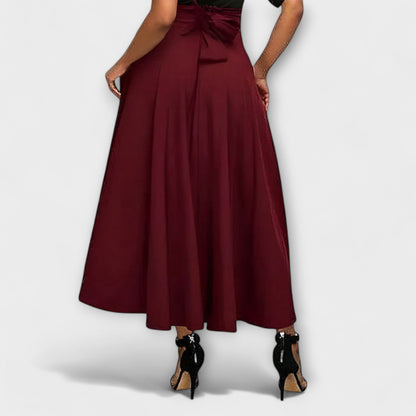 Elegant Maxi Skirt for Women with High Waist Flared A-Line Pocket Formal Casual Style