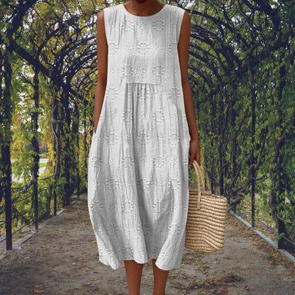 Effortless Floral Midi Dress for Women with Sleeveless Pocket