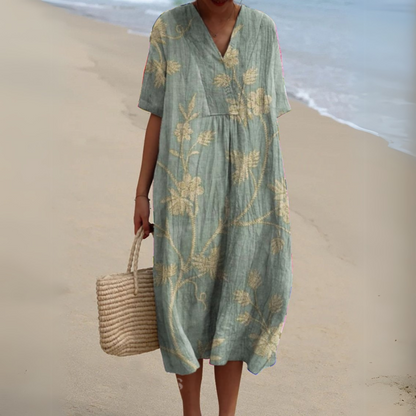 Effortless Flowy Floral Mini Dress for Women with V Neck