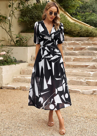 Effortless Floral Midi Dress for Women with Smocked