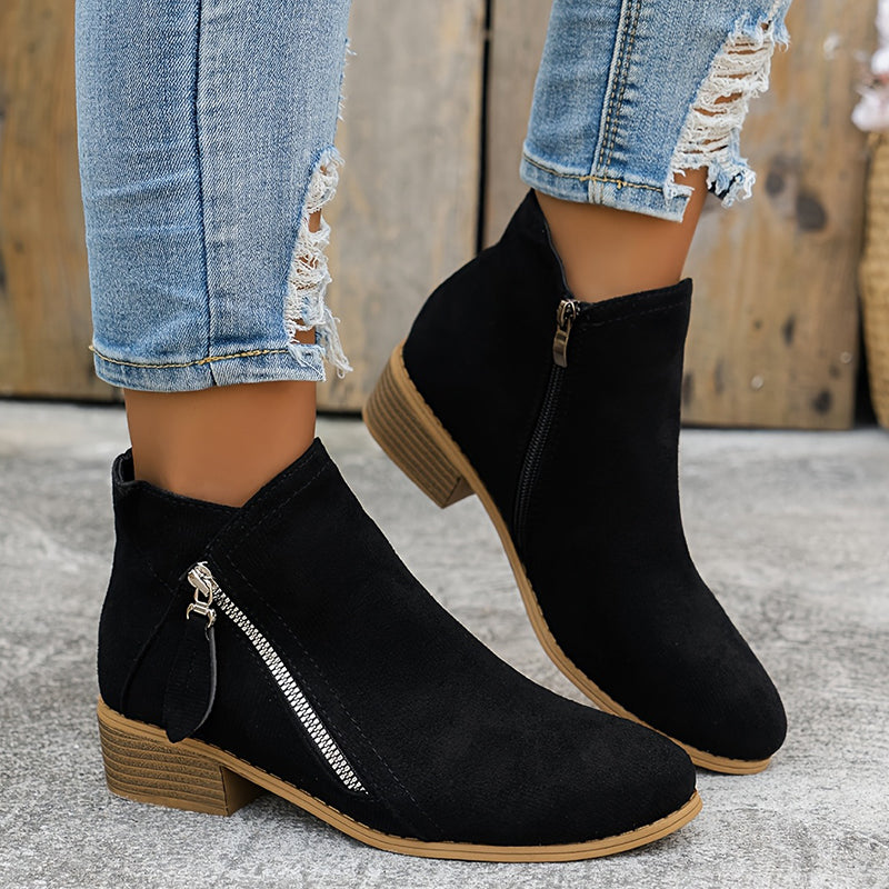 Comfortable Orthopedic Shoes for Women with Zipper Block Heel Slip On Style