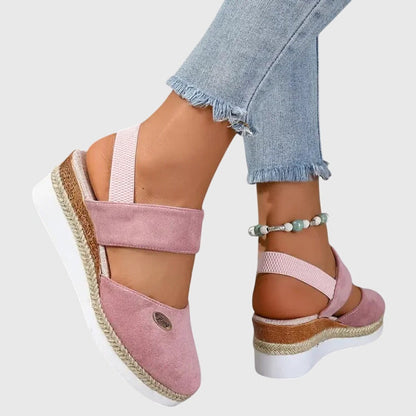 Comfortable Orthopedic Sandals for Women with Espadrille Wedge Elastic Strap Closed Toe Casual Summer Style
