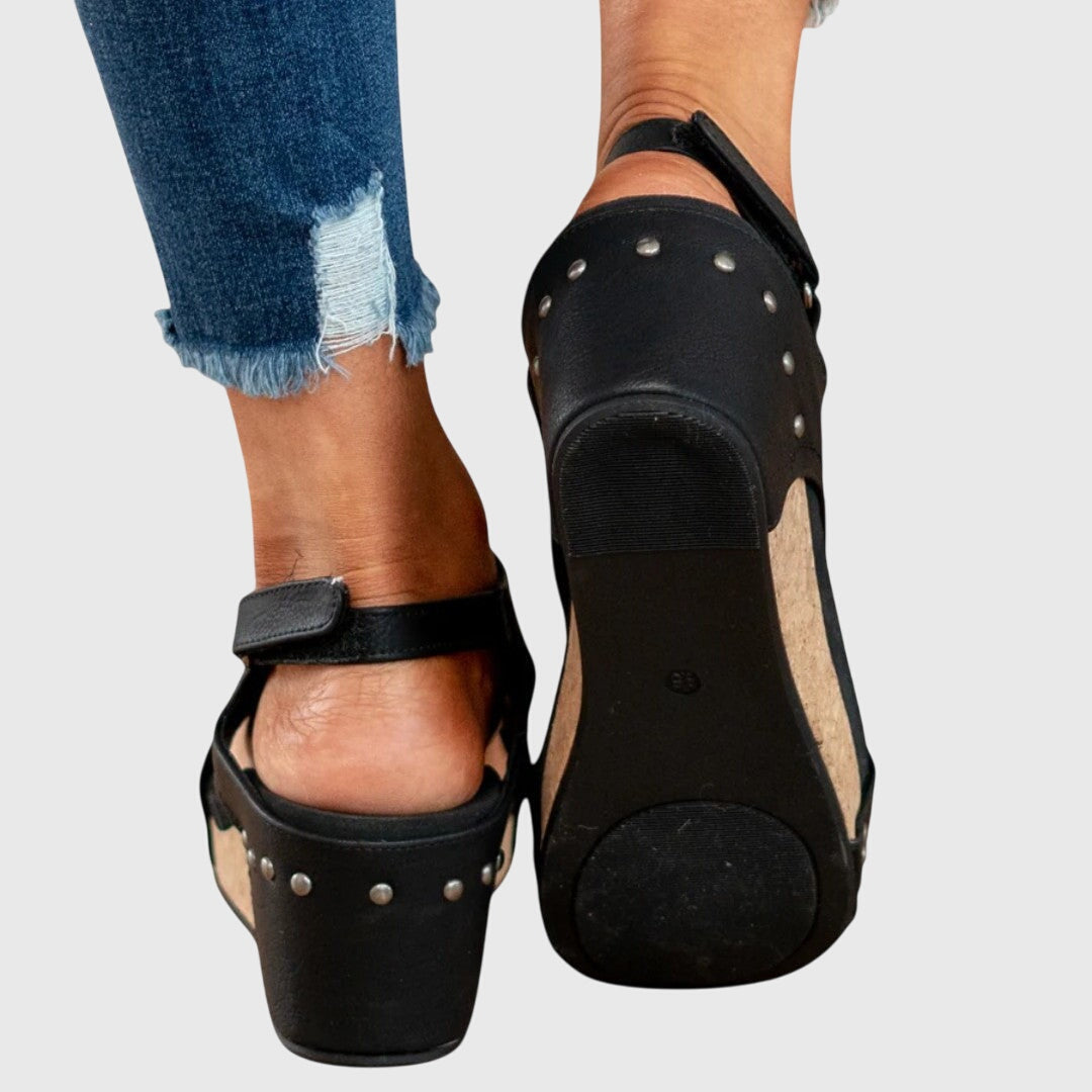 Comfortable Orthopedic Sandals for Women with Platform Wedge Open Toe Slingback Leather Casual Style