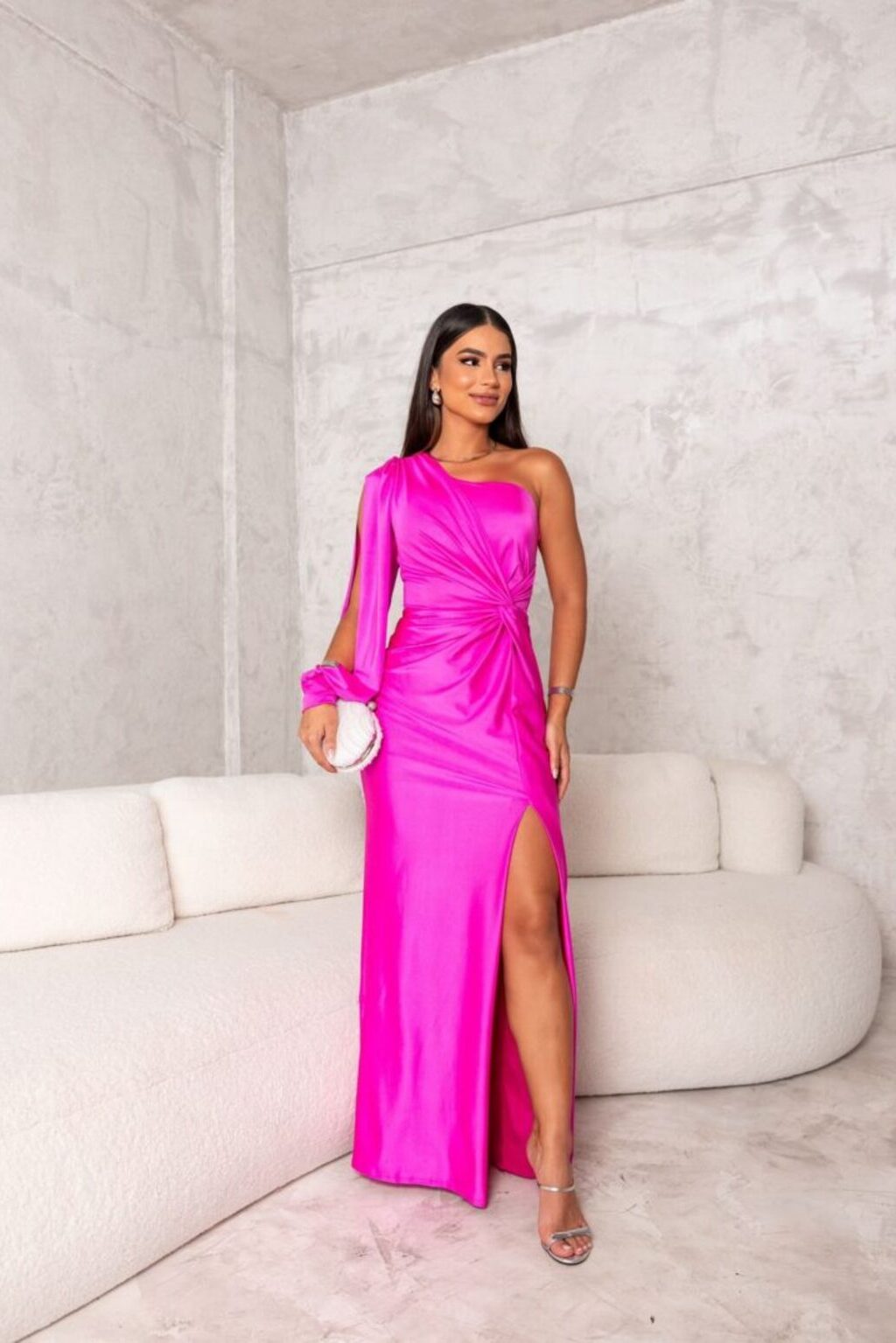 Elegant Maxi Dress for Women with One Shoulder Formal Wedding Guest Style