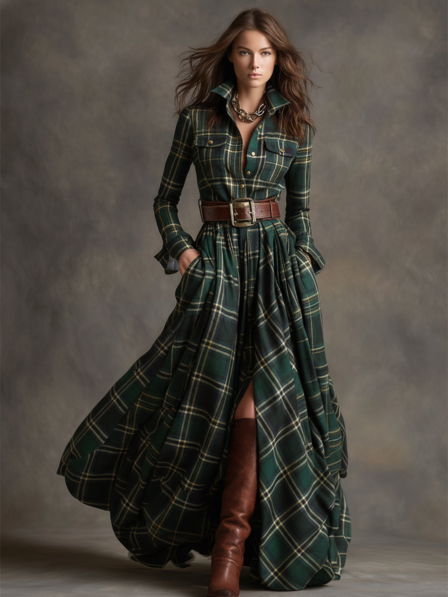 Stylish Shirt Dress for Women with Belted Button Up
