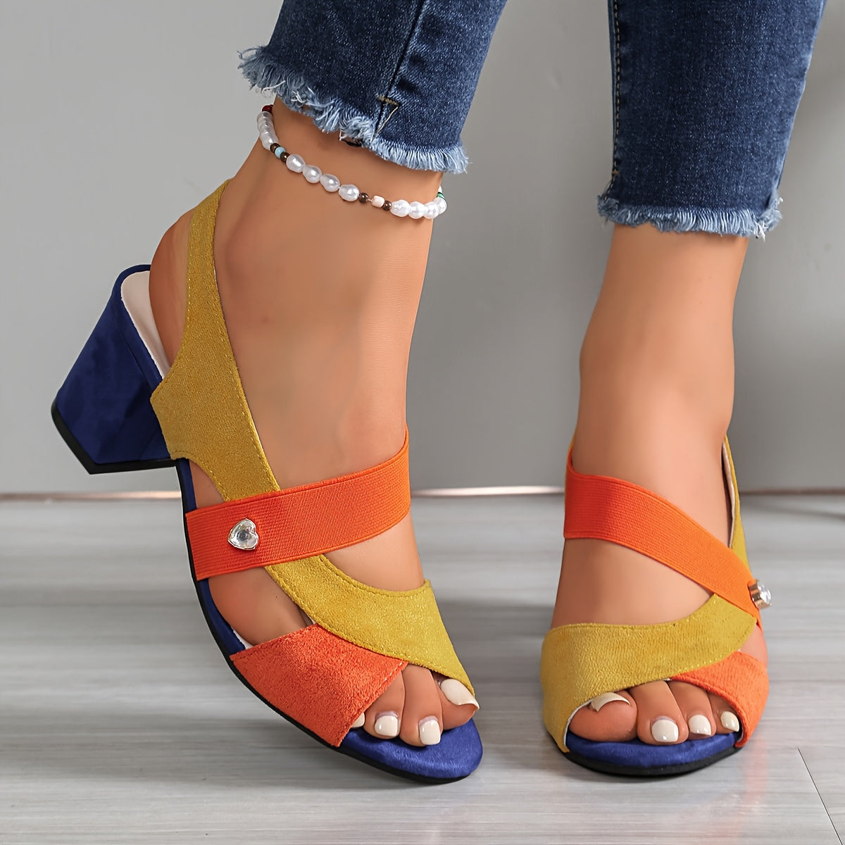 Comfortable Heels for Women with Orthopedic Block Heel Open Toe Style