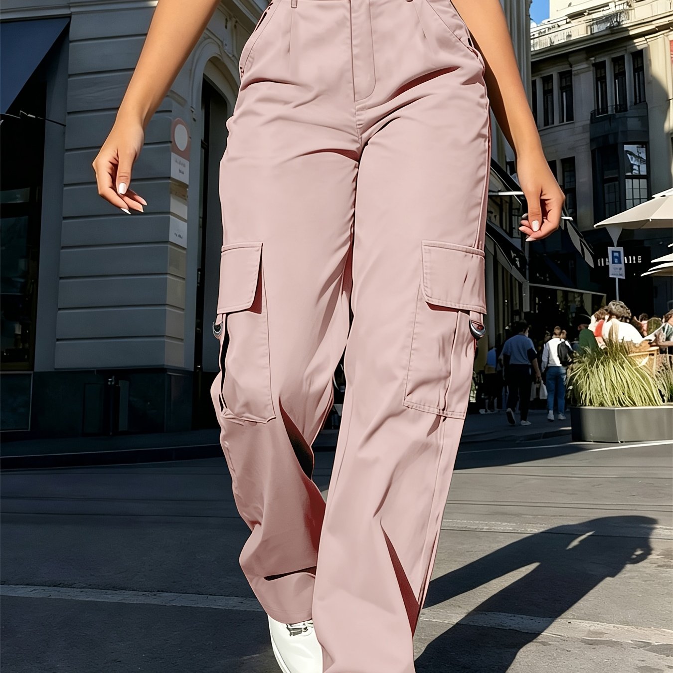 Effortless Cargo Pants for Women with High Waist Wide Leg Pocket Style
