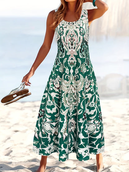 Effortless Floral Maxi Dress for Women with Sleeveless Casual Style