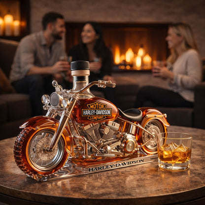 Stylish Whisky Decanter Bottle Gift Set with Motorcycle Design